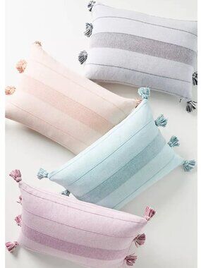 NWT Anthropologie light blue striped Woven Indie Pillow.